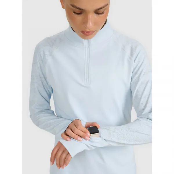 Dámska zateplená bežecká mikina s 1 2 zipsom 4F SWEATSHIRT FNK F578-WAW25TFSWF578-34S-LIGHT BLUE