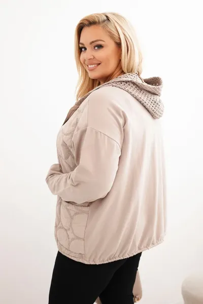 Legínovo Dámska mikina Plus Size bavlnená na zips čierna Farba: Béžová, Veľkosť: UNI