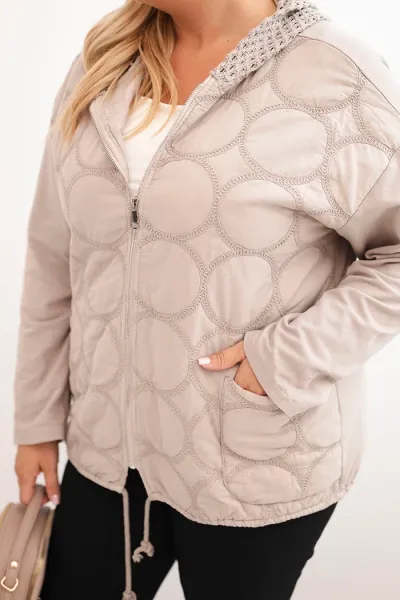 Legínovo Dámska mikina Plus Size bavlnená na zips čierna Farba: Béžová, Veľkosť: UNI