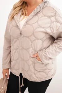 Legínovo Dámska mikina Plus Size bavlnená na zips čierna Farba: Béžová, Veľkosť: UNI