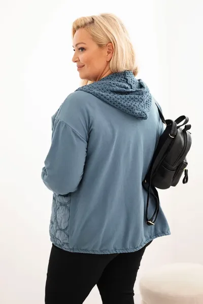 Legínovo Dámska mikina Plus Size bavlnená na zips čierna Farba: Džínsová, Veľkosť: UNI