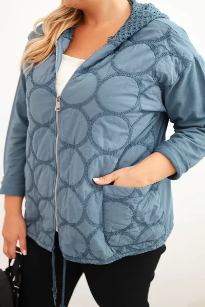 Legínovo Dámska mikina Plus Size bavlnená na zips čierna Farba: Džínsová, Veľkosť: UNI