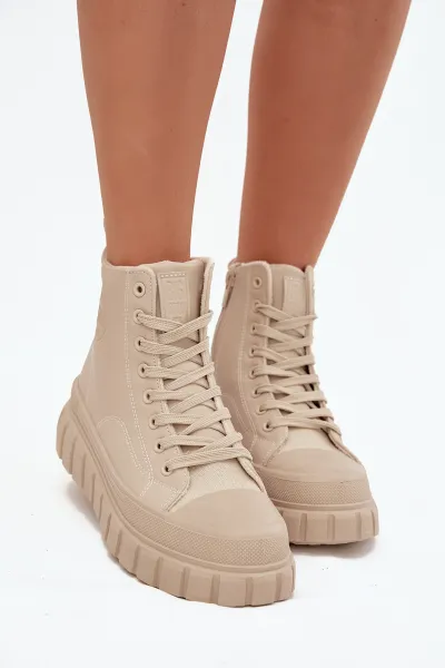 BIG STAR SHOES Zateplené dámske tenisky na platforme z ekokože Big Star