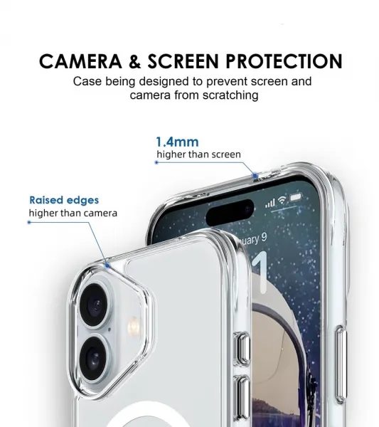 JP MagFit MagSafe obal s 3M SGS certifikátom, iPhone 16, priehľadný