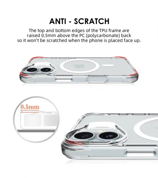 JP MagFit MagSafe obal s 3M SGS certifikátom, iPhone 16, priehľadný