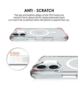 JP MagFit MagSafe obal s 3M SGS certifikátom, iPhone 16, priehľadný