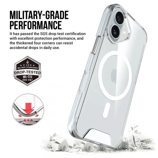 JP MagFit MagSafe obal s 1.2M SGS certifikátom, iPhone 16 Plus, priehľadný