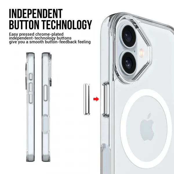 JP MagFit MagSafe obal s 1.2M SGS certifikátom, iPhone 16 Plus, priehľadný