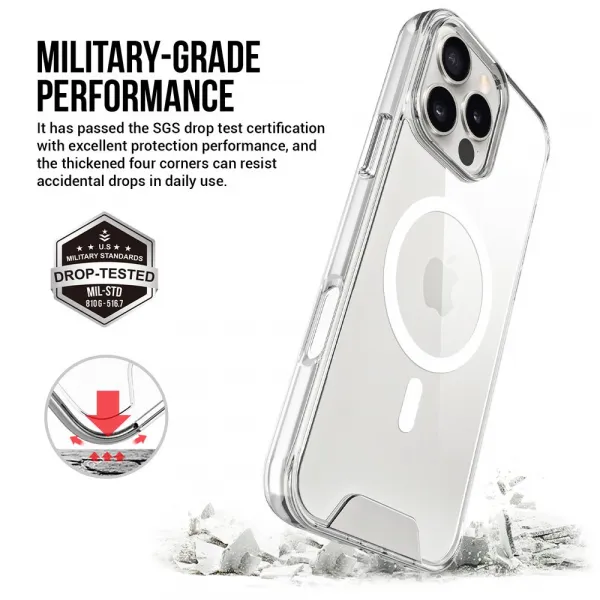 JP MagFit MagSafe obal s 1.2M SGS certifikátom, iPhone 16 Pro Max, priehľadný