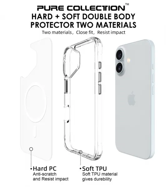 JP MagFit MagSafe puzdro s certifikátom 3M SGS, iPhone 17, transparentné