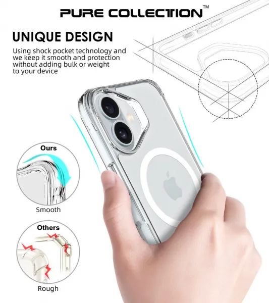 JP MagFit MagSafe puzdro s certifikátom 3M SGS, iPhone 17, transparentné