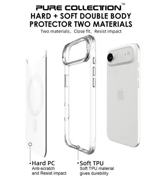 JP MagFit MagSafe puzdro s certifikátom 3M SGS, iPhone Air, priehľadné