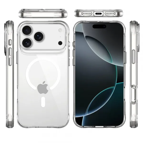 Puzdro JP MagFit MagSafe s certifikátom 3M SGS, iPhone 17 Pro Max, priehľadné