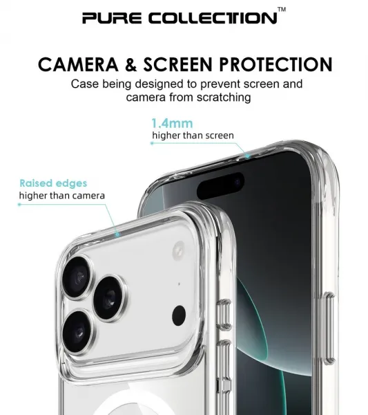Puzdro JP MagFit MagSafe s certifikátom 3M SGS, iPhone 17 Pro Max, priehľadné