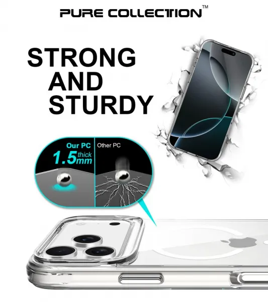 Puzdro JP MagFit MagSafe s certifikátom 3M SGS, iPhone 17 Pro Max, priehľadné