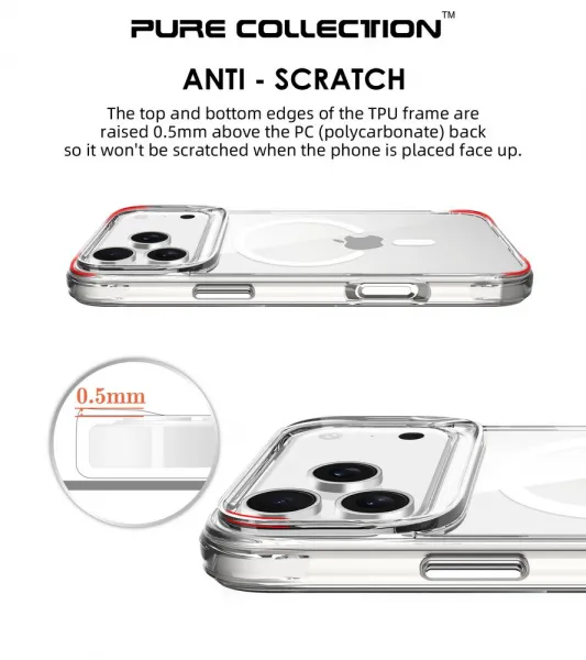 Puzdro JP MagFit MagSafe s certifikátom 3M SGS, iPhone 17 Pro Max, priehľadné