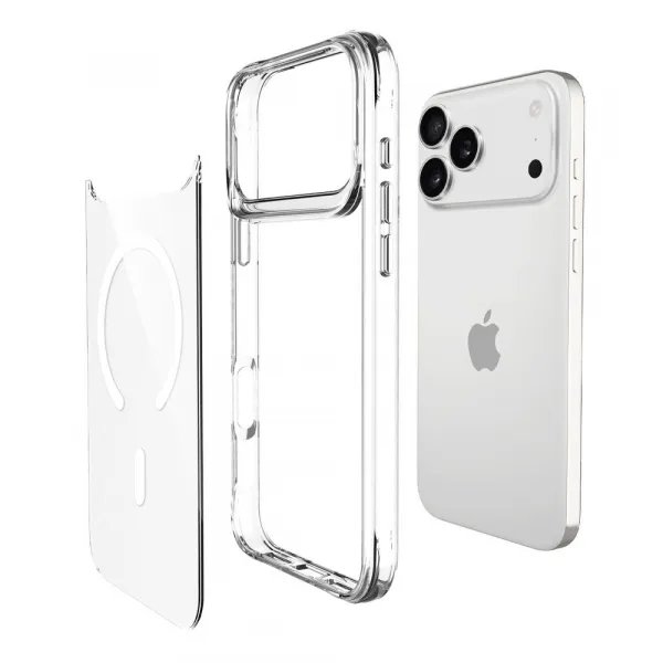 Puzdro JP MagFit MagSafe s certifikátom 3M SGS, iPhone 17 Pro Max, priehľadné
