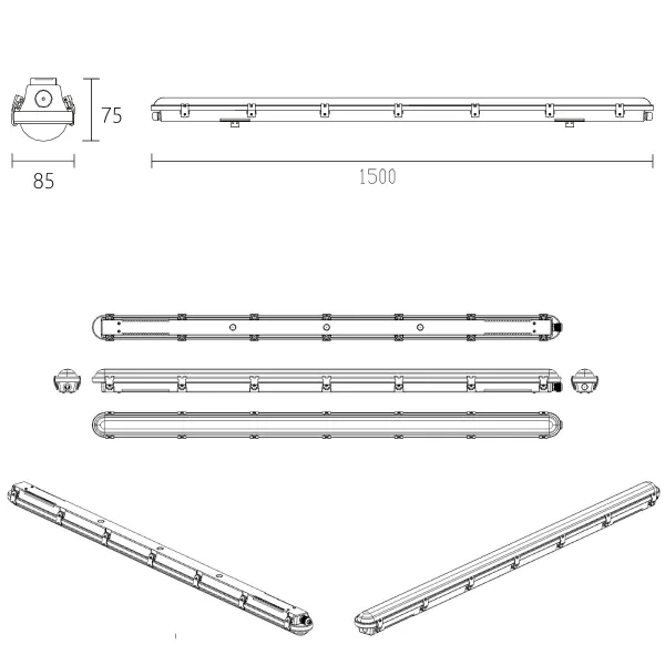 LED prachotesné svietidlo 150cm LEDPRO 60W Neutrálna biela