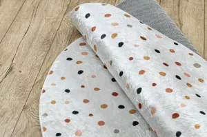 Detský koberec protišmykový BAMBINO 47890 Bodky, biely / hnedý kruh