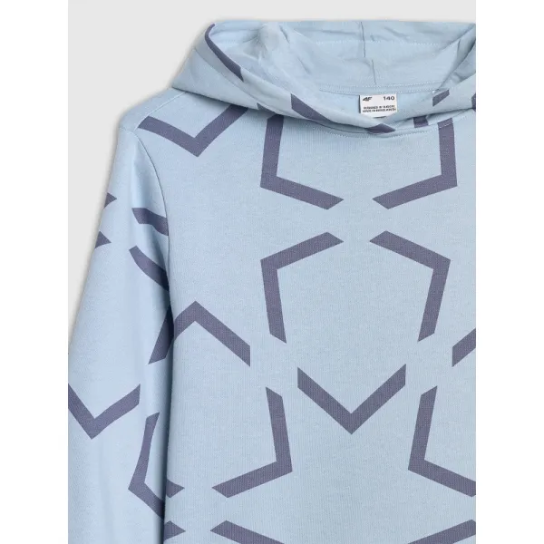 Dievčenská mikina s kapucňou 4F JUNIOR SWEATSHIRT F1937-4FJWAW25TSWSF1937-34A-LIGHT BLUE ALLOVER