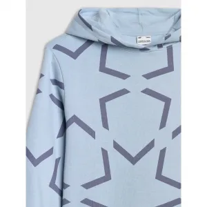 Dievčenská mikina s kapucňou 4F JUNIOR SWEATSHIRT F1937-4FJWAW25TSWSF1937-34A-LIGHT BLUE ALLOVER