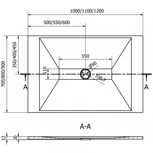 MEXEN/S - Toro obdĺžniková sprchová vanička SMC 100 x 90, čierna, mriežka čierna 43709010-B