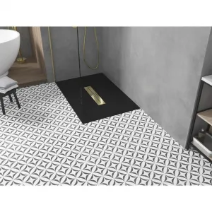 MEXEN/S - Toro obdĺžniková sprchová vanička SMC 100 x 90, čierna, mriežka zlatá 43709010-G