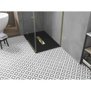 MEXEN/S - Toro obdĺžniková sprchová vanička SMC 100 x 90, čierna, mriežka zlatá 43709010-G