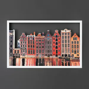 Wallity Nástenná kovová dekorácia Amsterdam Houses viacfarebná