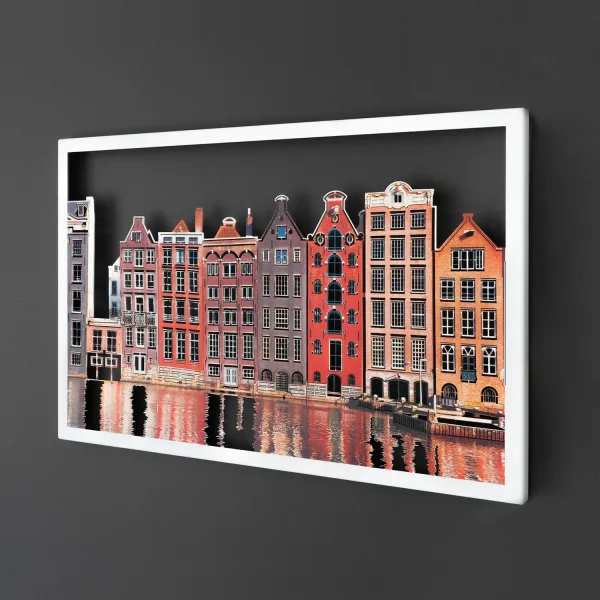 Wallity Nástenná kovová dekorácia Amsterdam Houses viacfarebná