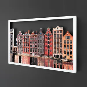 Wallity Nástenná kovová dekorácia Amsterdam Houses viacfarebná