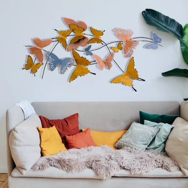 Wallity Nástěnná kovová dekorace Butterflies vícebarevná