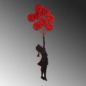 Wallity Nástenná kovová dekorácia Banksy 11-1 čierna/červená