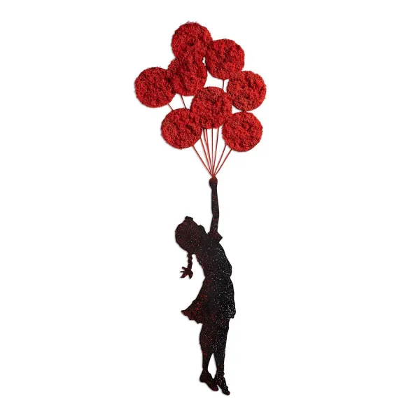 Wallity Nástenná kovová dekorácia Banksy 11-1 čierna/červená