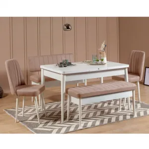 Kalune Design Lavice VINA s úložným prostorem 110 cm bílá/béžová