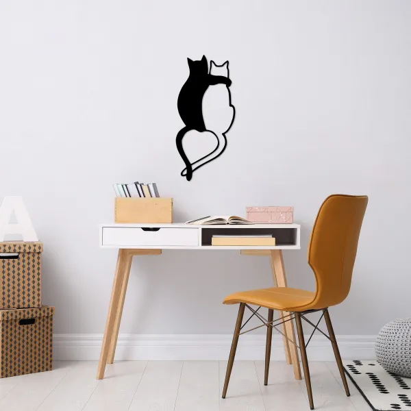 Wallity Nástenná kovová dekorácia Love Cats 478 čierna