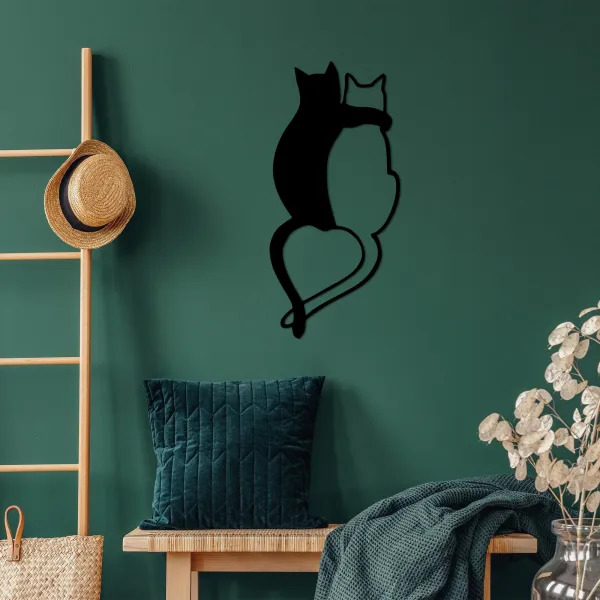 Wallity Nástenná kovová dekorácia Love Cats 478 čierna