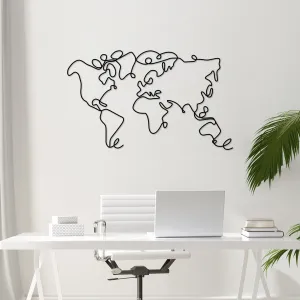 Wallity Nástenná kovová dekorácia Mapa sveta čierna