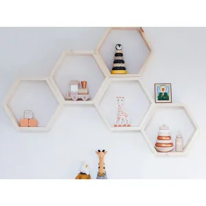 Kalune Design Sada 5 ks nástěnných poliček RAF 36x31 cm světlý ořech
