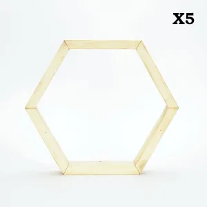 Kalune Design Sada 5 ks nástěnných poliček RAF 36x31 cm světlý ořech