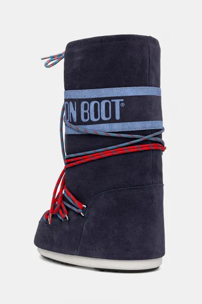 Vysoké zimné topánky MOON BOOT MB ICON SUEDE LACES-F017 BLUE NAVY