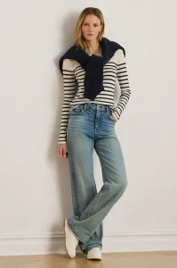 Bavlnená blúzka Lauren Ralph Lauren tmavomodrá farba, vzorovaná, 200980046