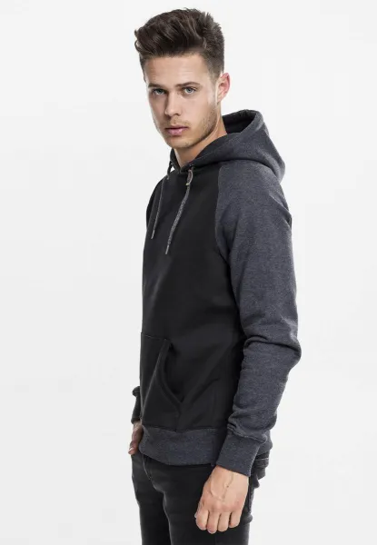 Raglan contrast hoodie blk/cha