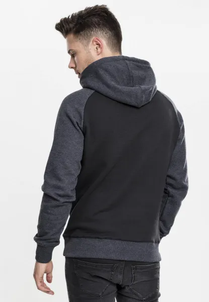Raglan contrast hoodie blk/cha