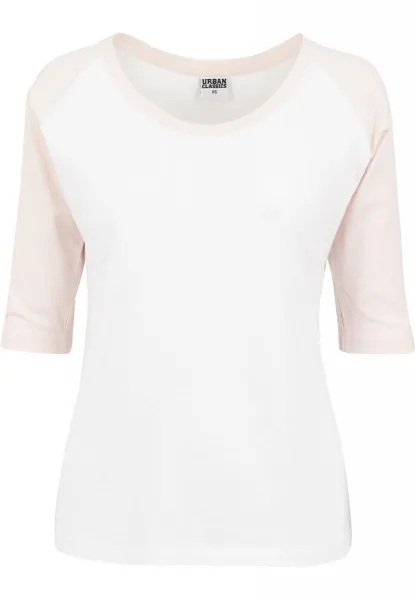 Women's 3/4 contrast raglan t-shirt wht/pink
