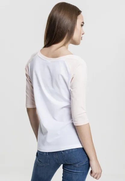 Women's 3/4 contrast raglan t-shirt wht/pink
