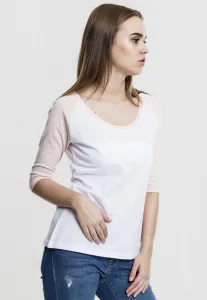 Women's 3/4 contrast raglan t-shirt wht/pink