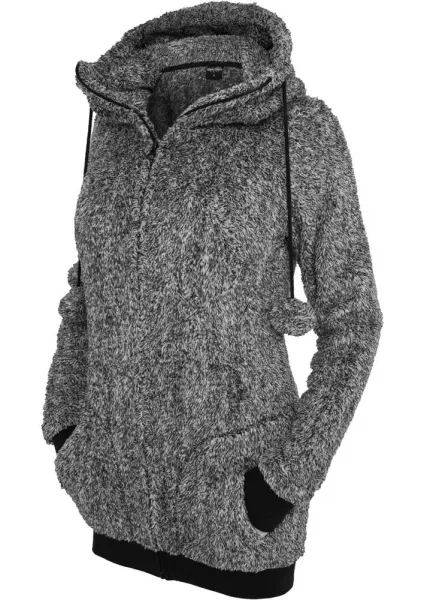 Women's Melange Teddy Zip Hoody blk/wht