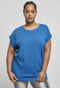 Women's sporty blue T-shirt with extended shoulder