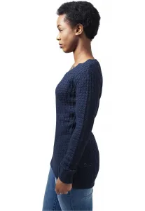Women's sweater with a long wide neckline in a navy design
